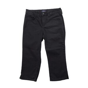 NYDJ Jeans Womens 2 Black Crop Pants Stretch Mid Rise Ankle Slit Cotton Casual